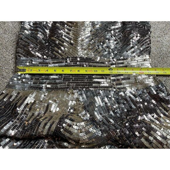 Shail K Sequin Metallic Gray Silver Gold Cocktail Fit & Flare Dress Size 18 - Picture 8 of 10